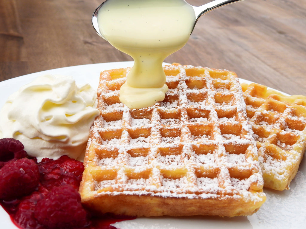 Gluten-Free Waffles & Vanilla Cream Sauce