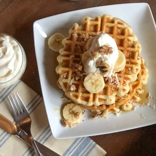 Waffles with Bourbon Maple Syrup