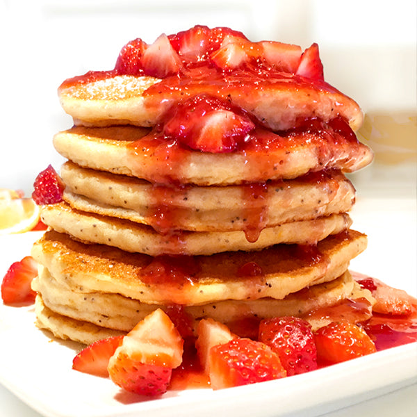 Gluten-Free Strawberry Lemon Poppyseed Pancakes Recipe