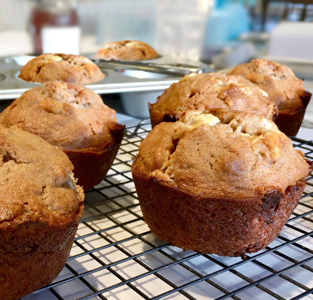 White Chocolate Chip Banana Muffins